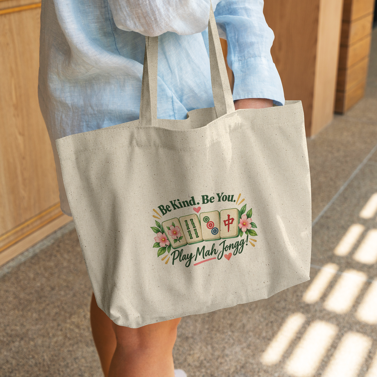 Mah_Jongg_Tote__Be_Kind_Be_You_CottonTote_L_WomanDigging_Mockup.png_16211570